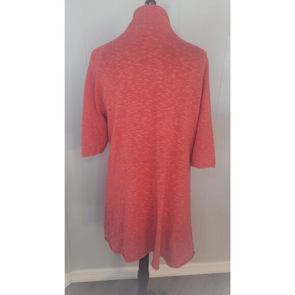 Eileen Fisher Red Linen Blend Open Front Cardigan L EUC 3/4 Sleeve Casual - Picture 3 of 8